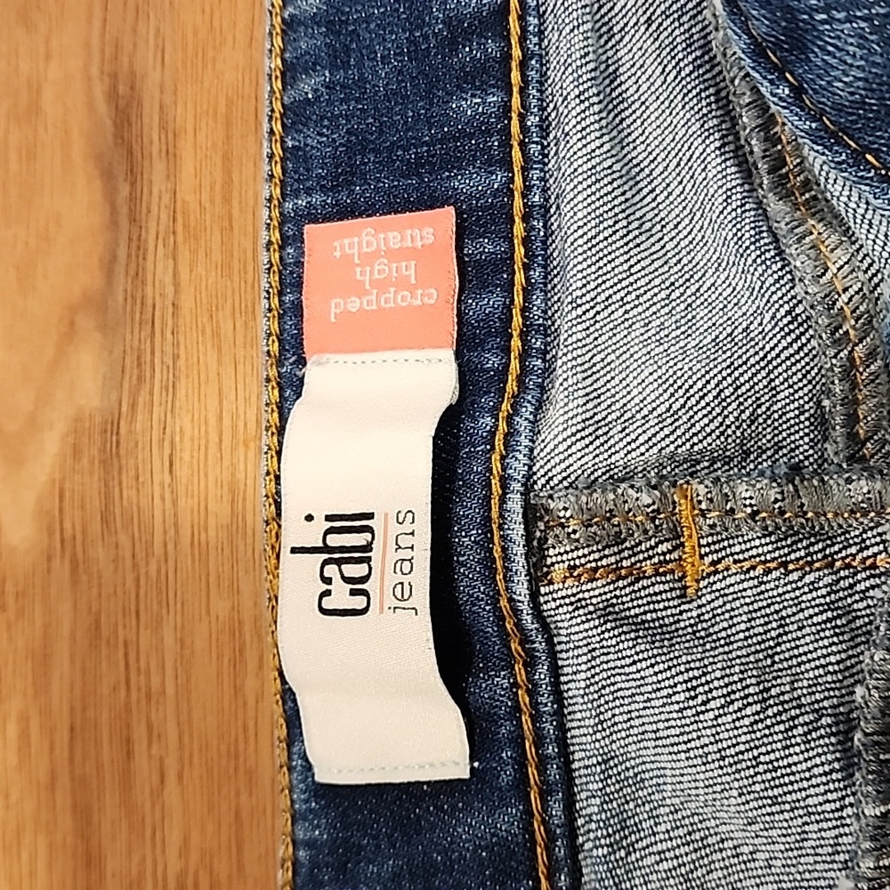 CAbi Cropped High Straight Distressed Jeans sz 12 - Picture 11 of 15